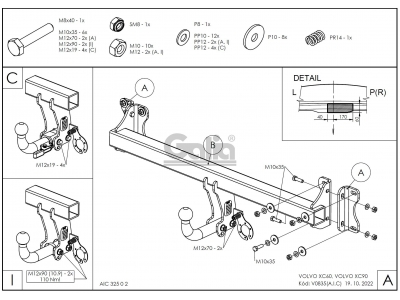 Фаркоп оцинкованный Galia шар A для Volvo XC90 2015-2021